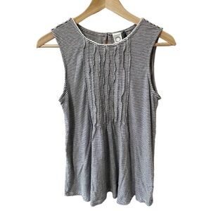 Anthropologie Black & White Striped Sleeveless Ruffle Tank